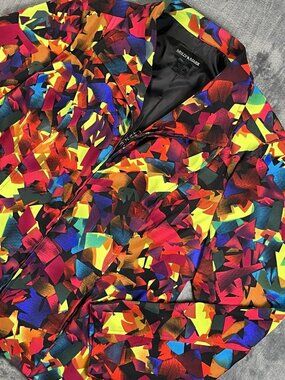Molly Maxx Jacket Women's Blazer Colorful Abstract Wearable Art Size L